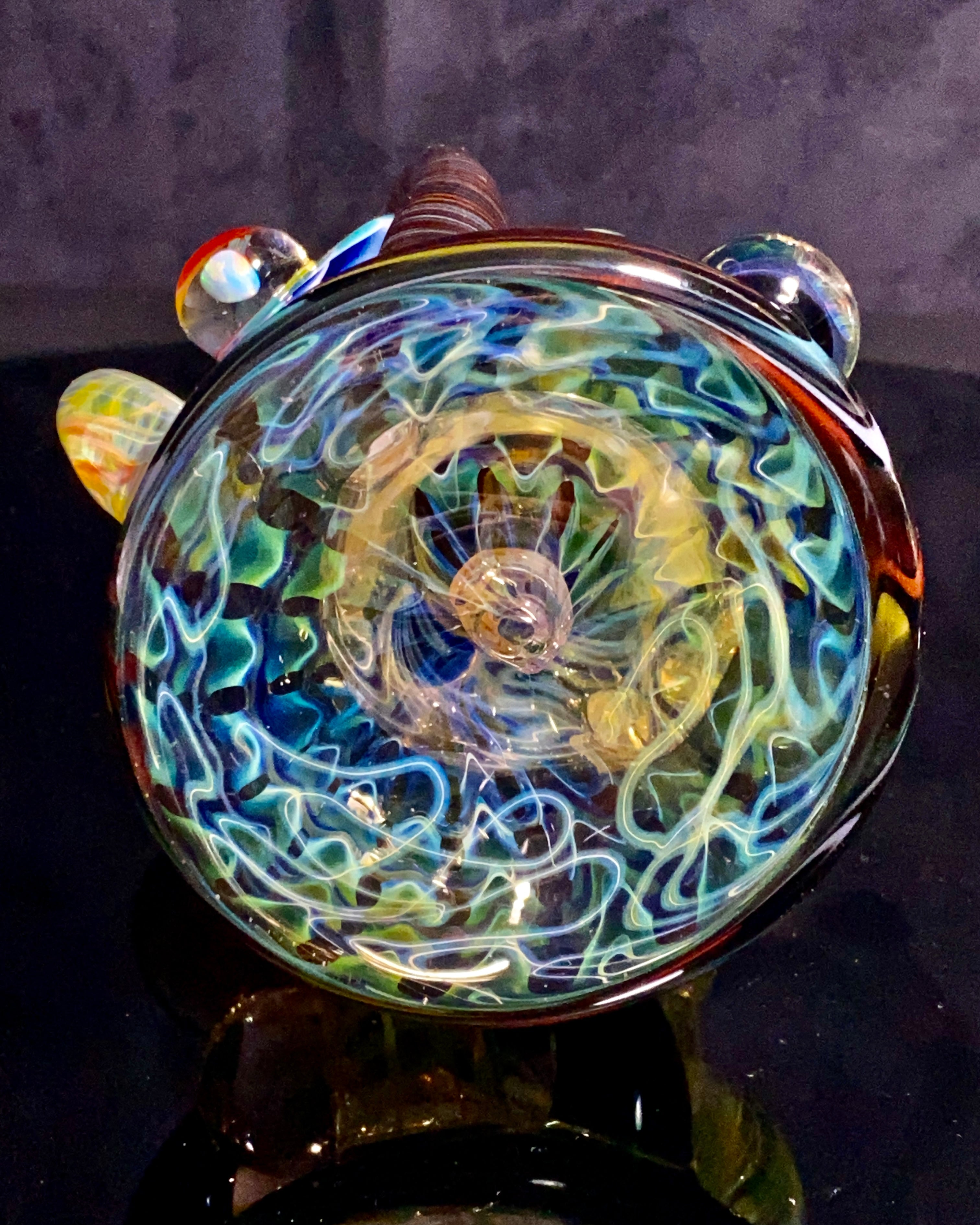 B $ x Hot Mess Glass Collab - Fully Worked Push Bubbler - TheSmokeyMcPotz Collection 