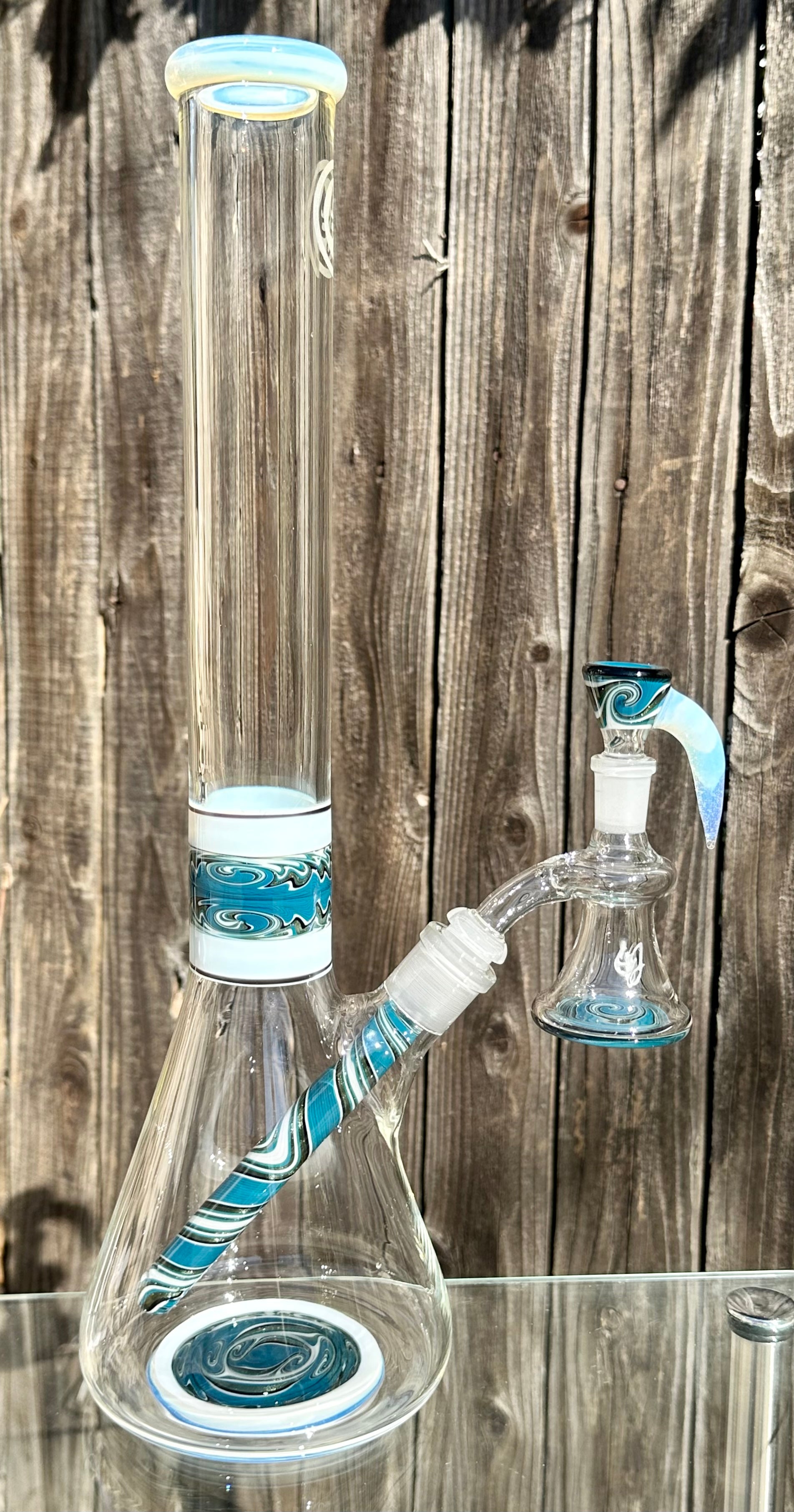 OJ Flame Ghost Color Accents Beaker Downstem w/ Matching Dry Catch