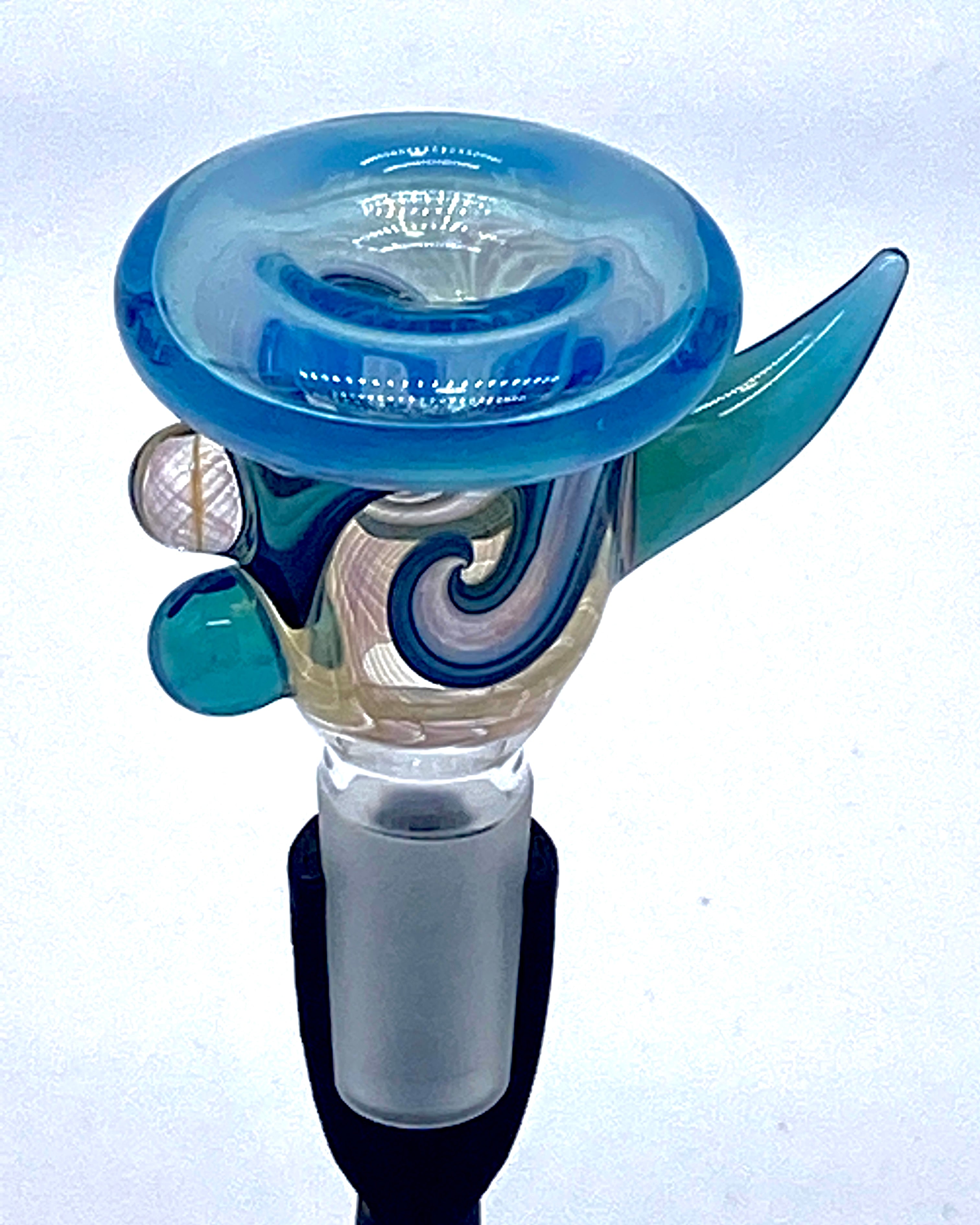Gasp One Blue & Fumed 14mm Single Hole Slide - TheSmokeyMcPotz Collection 