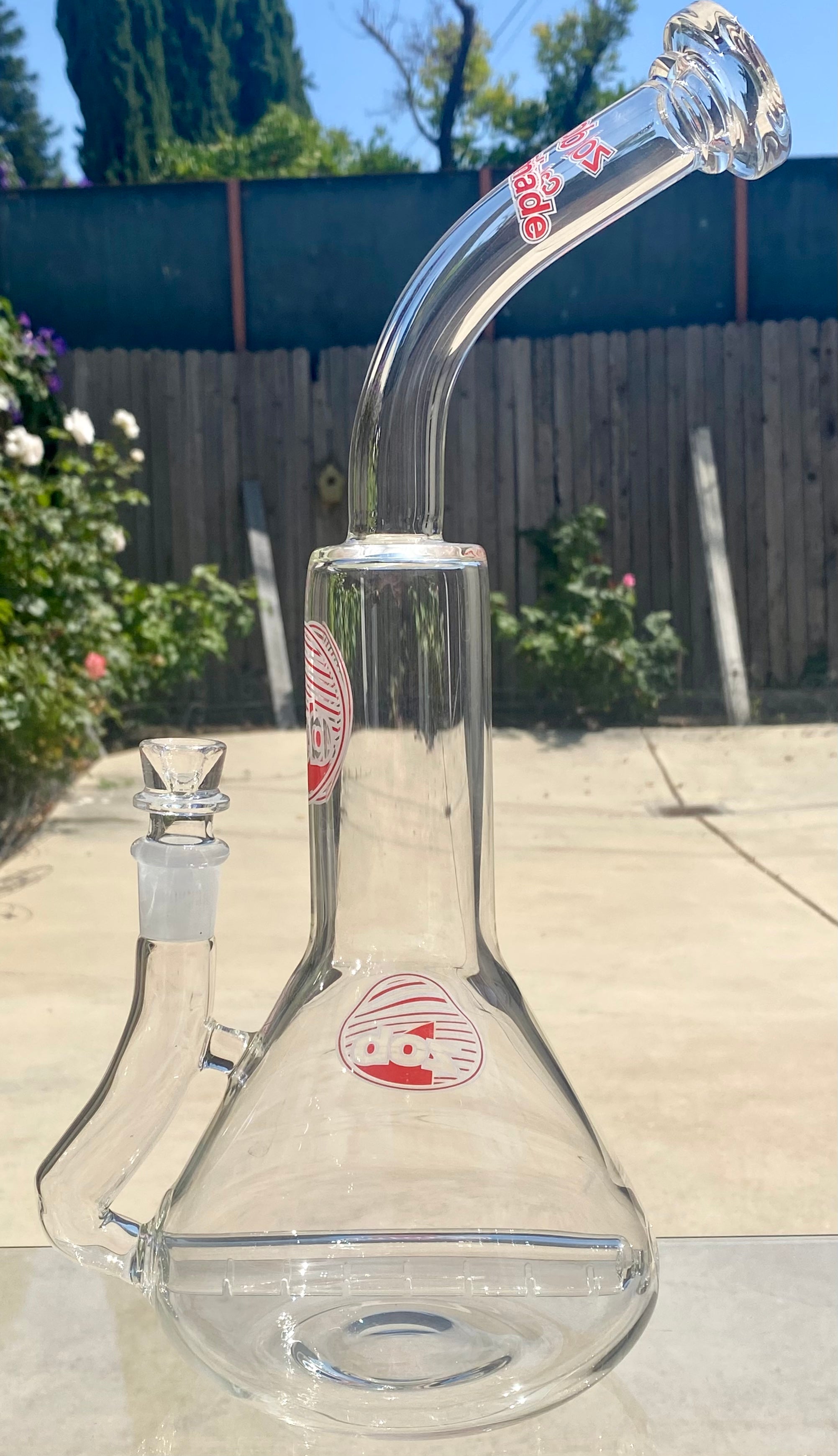 Zob 16 inch Stemless Inline Diffused Beaker Wubbler Red & White Label