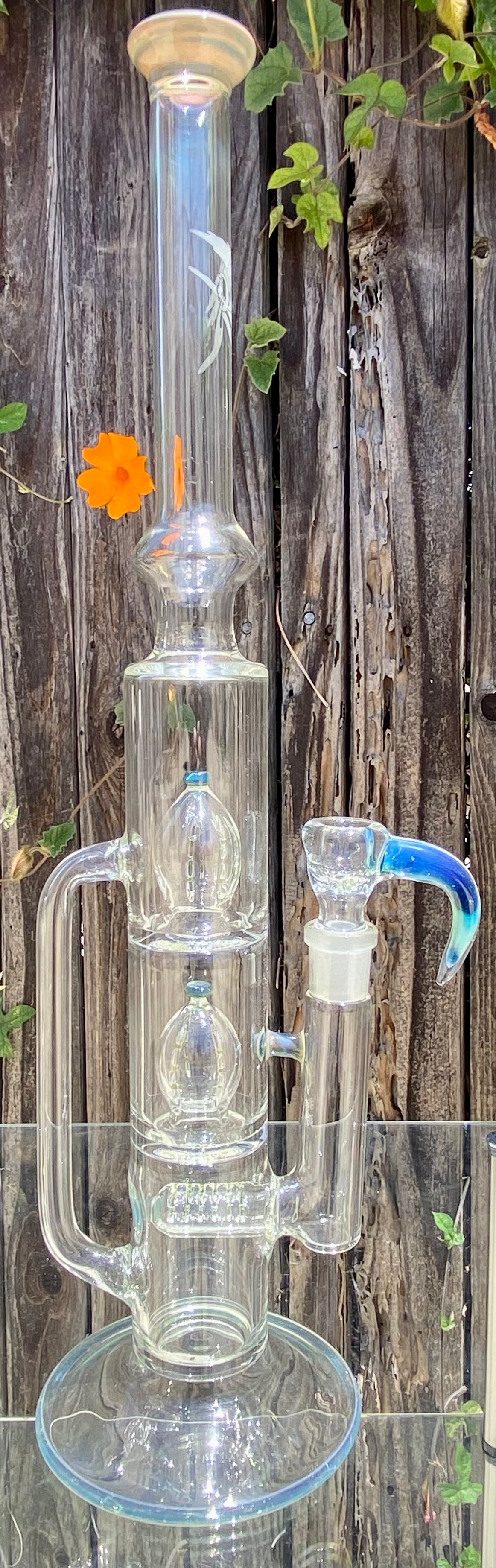 5_3lements Glass Treecycler Grid to Double Imperial Recycler Multi Color