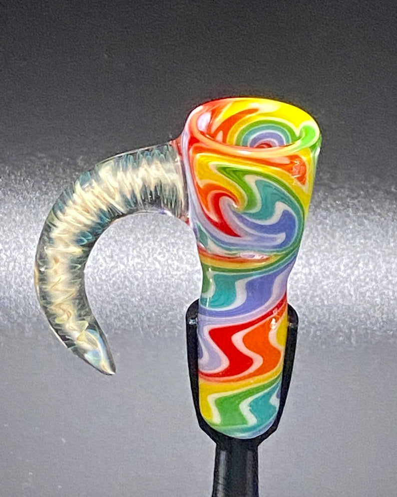 DZ Glass 18mm Fully Worked Wigwag Fume Handle #3 - TheSmokeyMcPotz Collection 