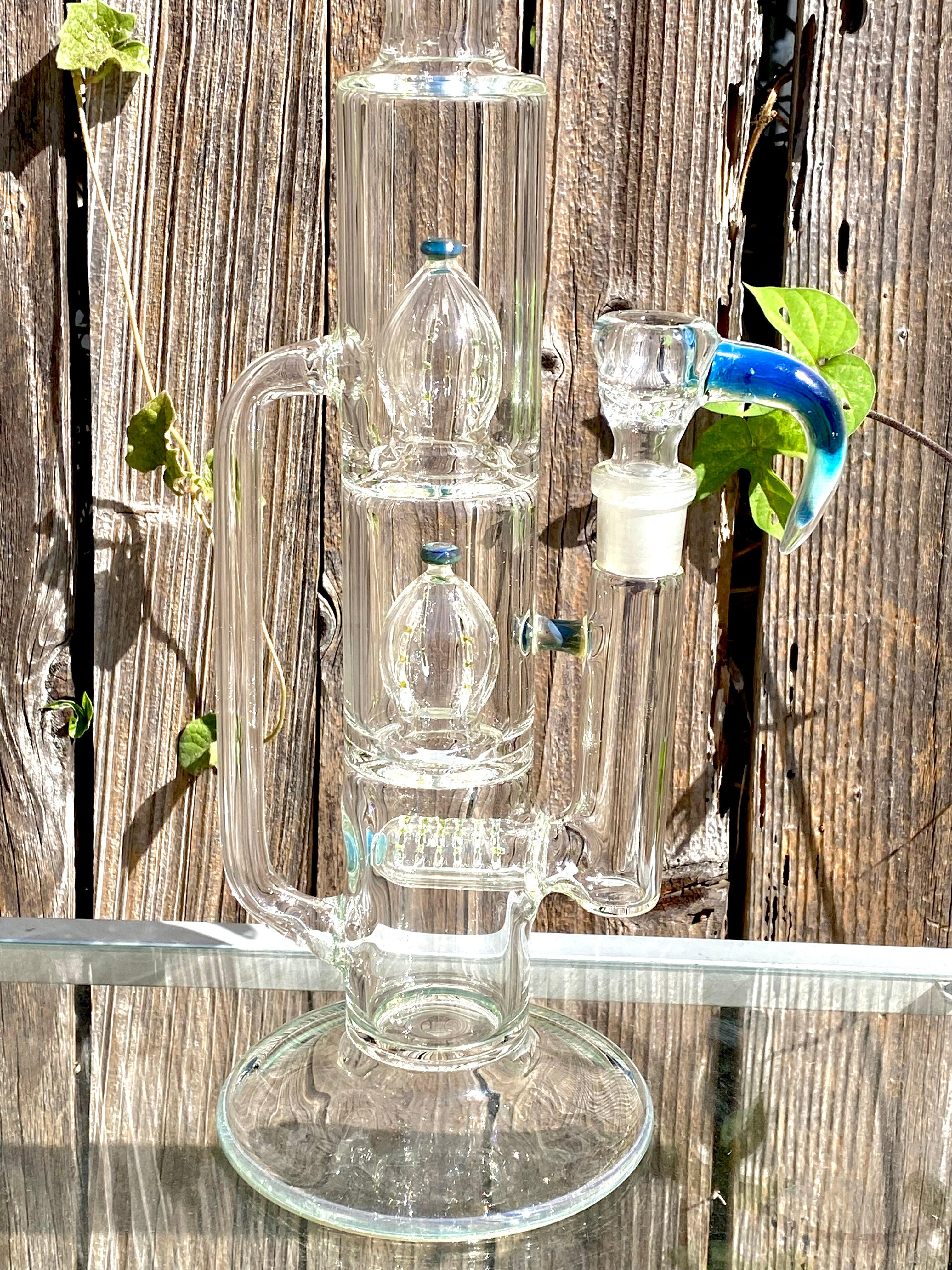 5_3lements Glass Treecycler Grid to Double Imperial Recycler Multi Color