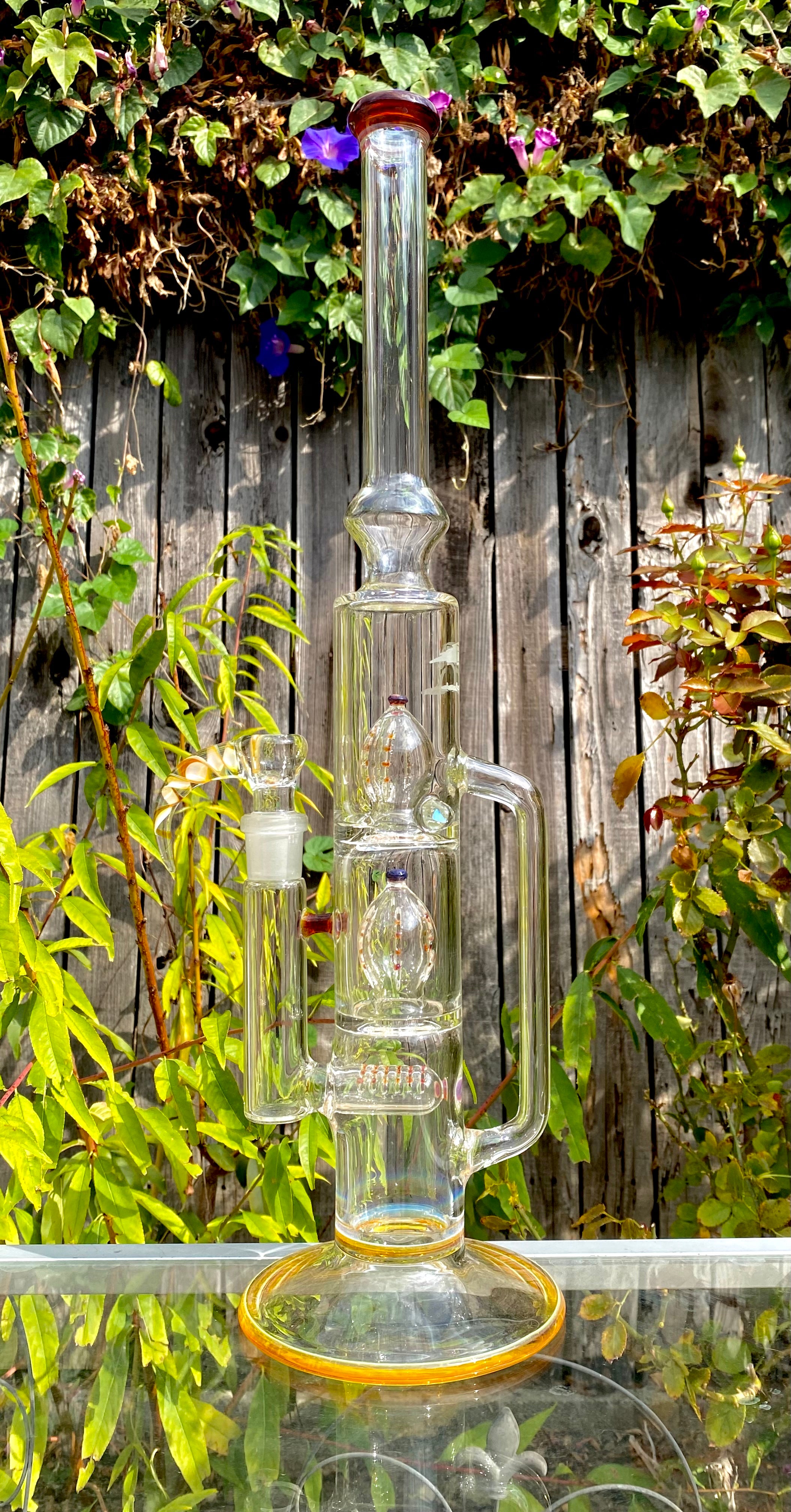 5_3lements Glass Grid to Double Imperial Recycler Amber Purple