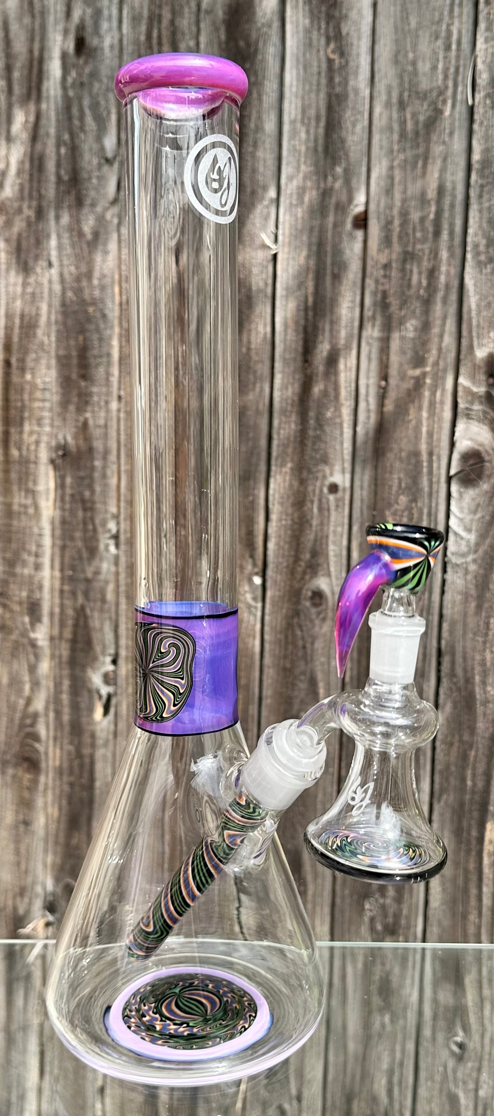 OJ Flame Worked Beaker Downstem w/ Matching Ashcatcher