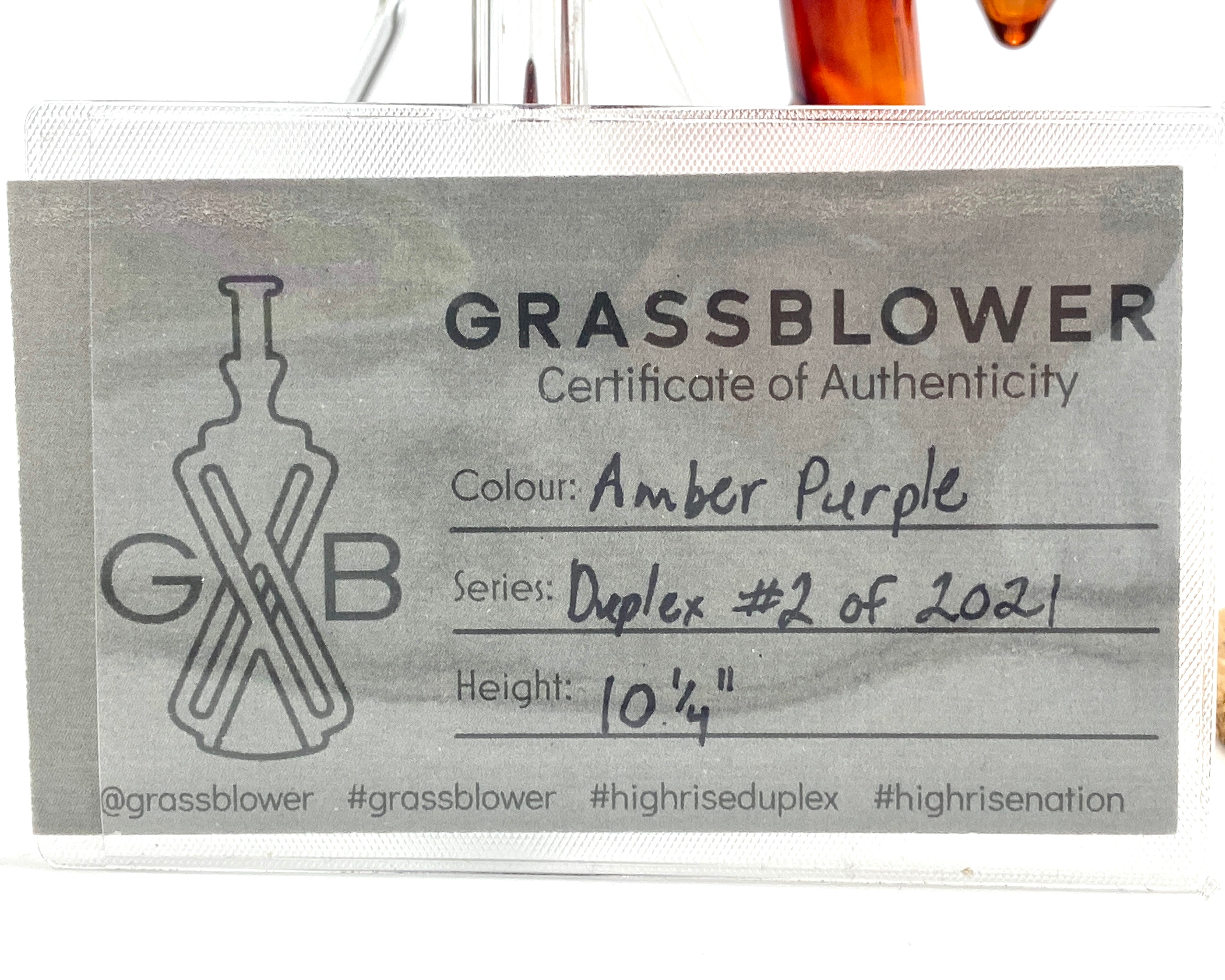 Grassblower Amber Purple Double Uptake Duplex 14mm - TheSmokeyMcPotz Collection 