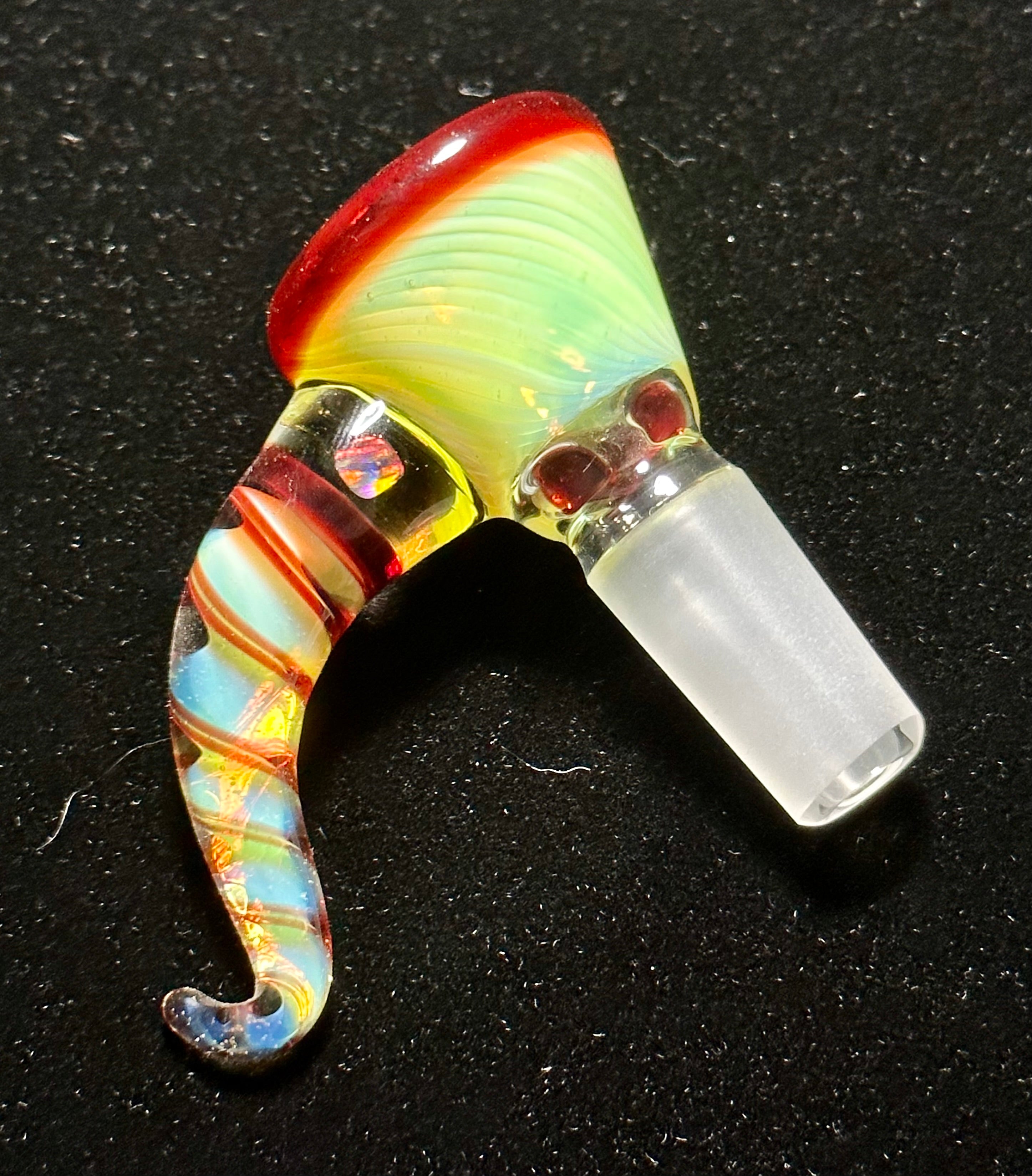 Mary Blows Glass Green-Red Martini Horn Handle 14mm